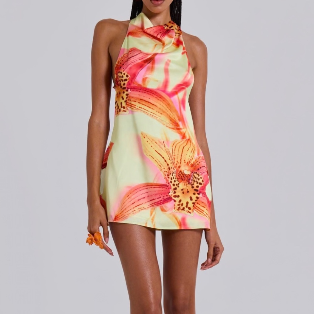 Jaded London Lucia Backless Mini Dress With Flower Detail